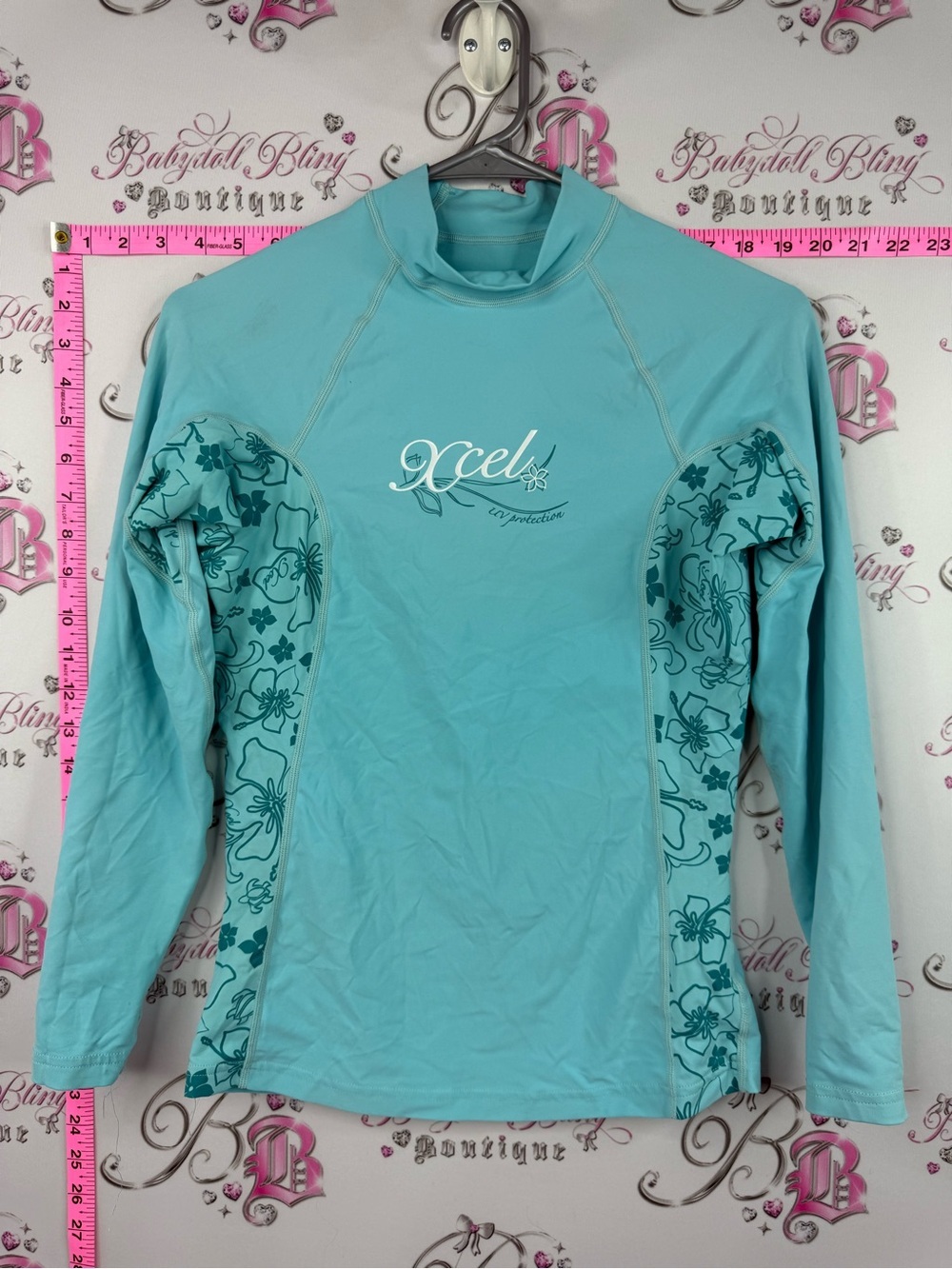 XCEL rash guard sun shirt swim Aqua Long-Sleeve Floral Rash Guard Swim Top